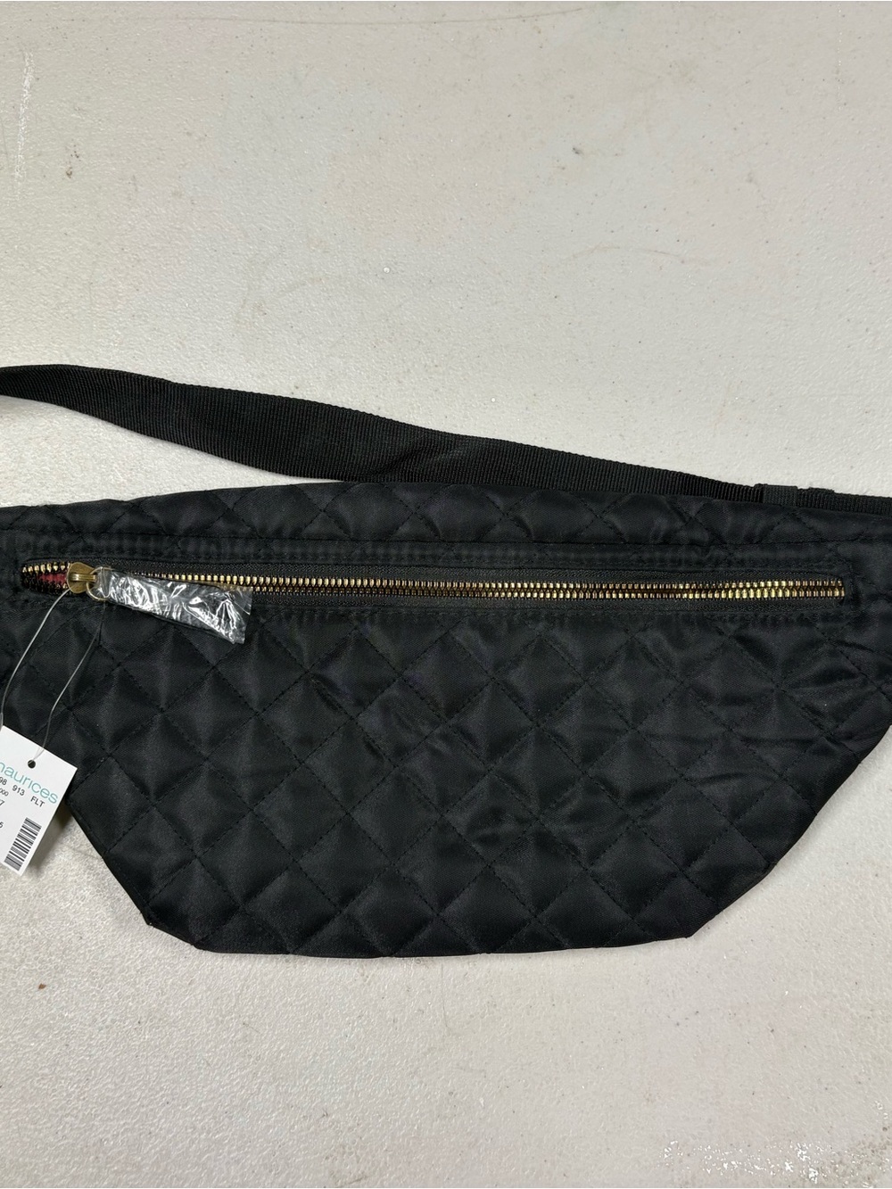 Maurices Black Quilted Belt Bag with Gold Zipper